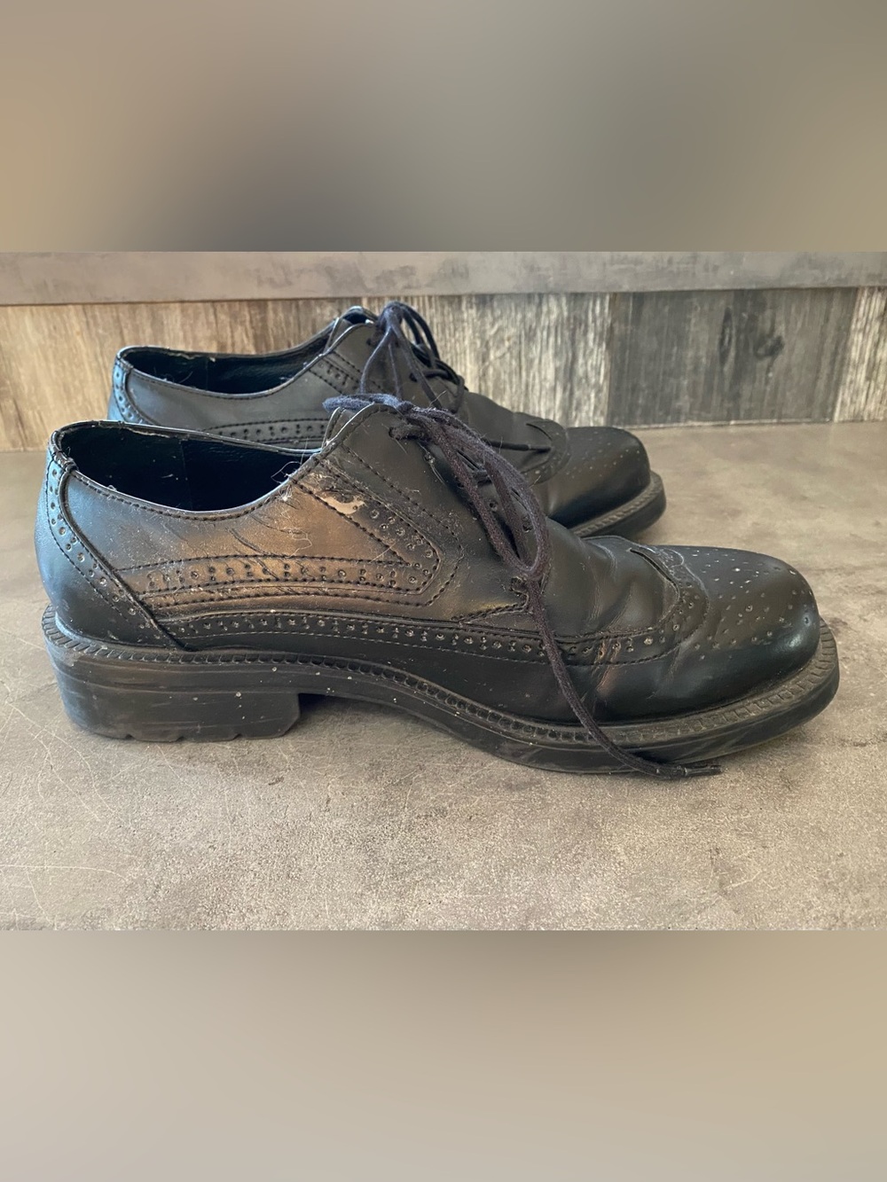 3/25$ Men's Black Wingtip Derby Dress Shoes - Picture 4 of 6